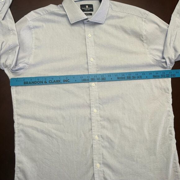 Psycho Bunny Blue White Checkered Print Long Sleeve Mens Size 16.5 x 32/33 - Picture 12 of 15